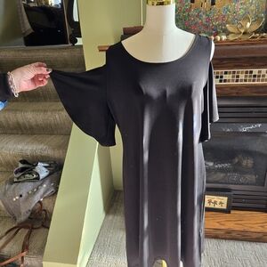 Chico's Black Knit Dress With Cut Out Short Sleeve